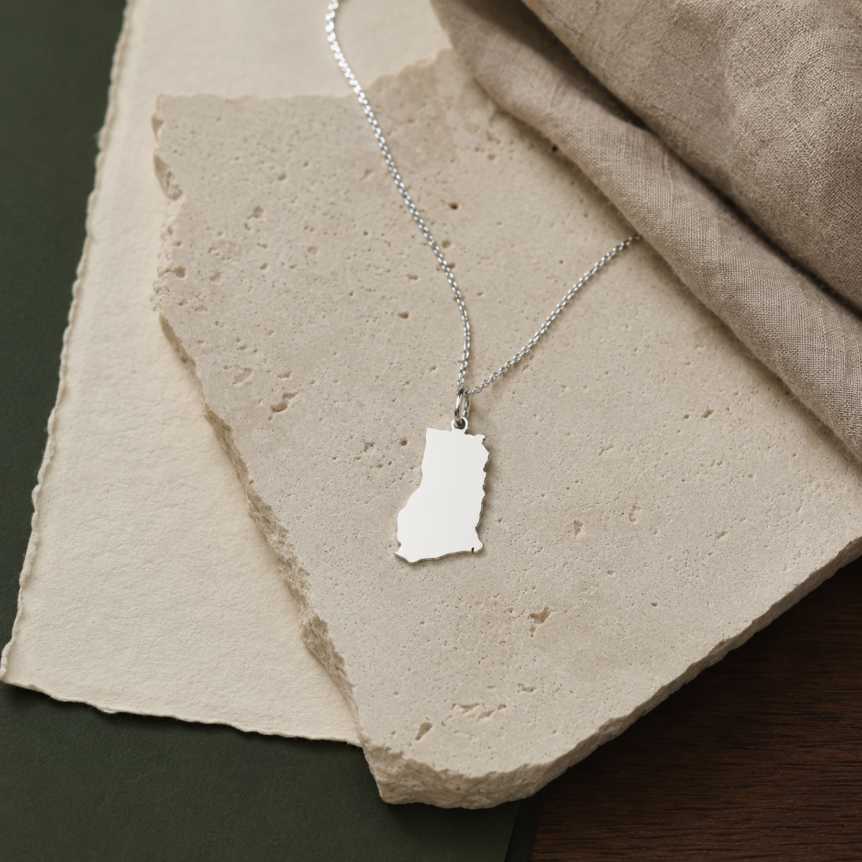 Ghana Map Necklace – Ghanaian Heritage Pendant by Apsley & Heron