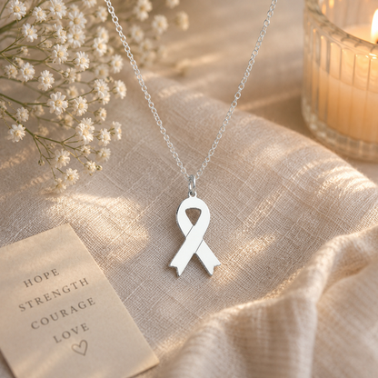 Awareness Ribbon Necklace – Sterling Silver Support Pendant