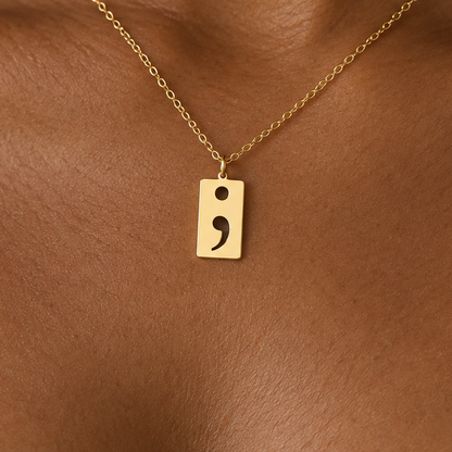 Semi Colon Necklace – Sterling Silver Symbol Pendant by Apsley and Heron