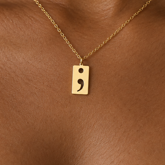 Semi Colon Necklace – Sterling Silver Symbol Pendant by Apsley and Heron