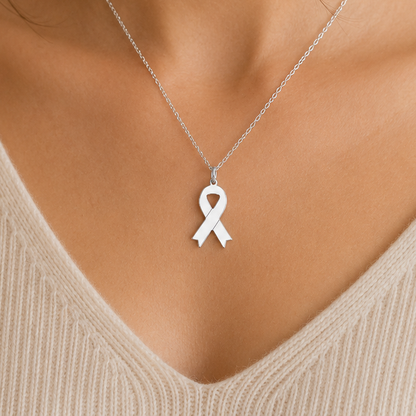 Awareness Ribbon Necklace – Sterling Silver Support Pendant