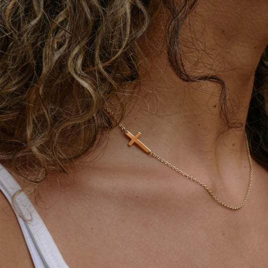 Sidewards Cross Necklace