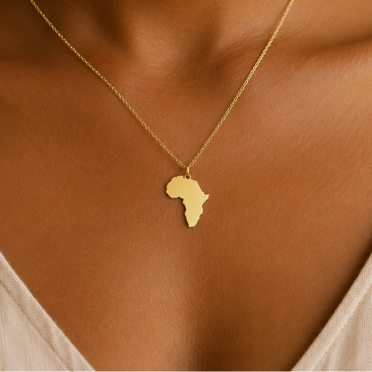 Africa Map Necklace – Sterling Silver Pendant by Apsley and Heron