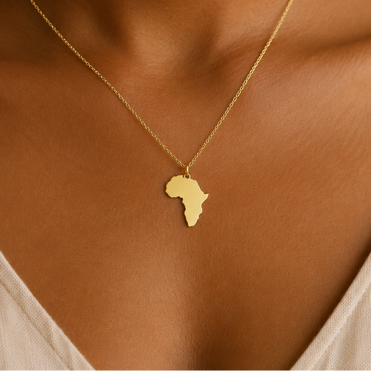 Africa Map Necklace – Sterling Silver Pendant by Apsley and Heron