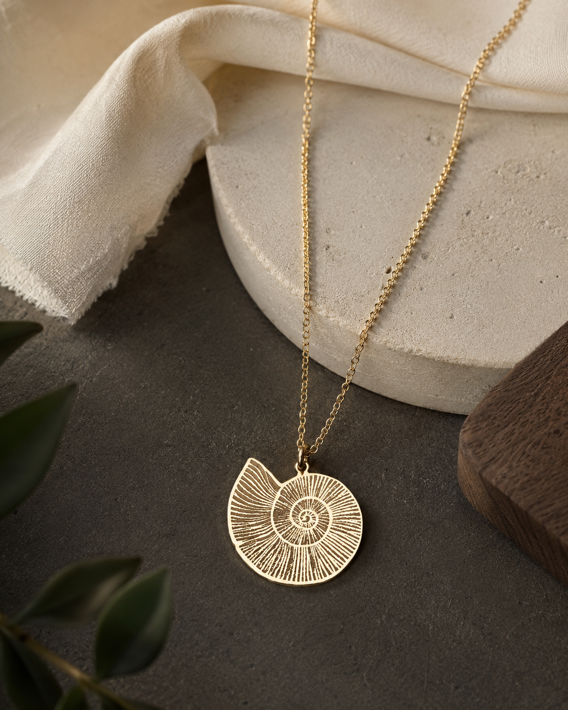Fossil Necklace – 925 Sterling Silver Ammonite Pendant by Apsley and Heron