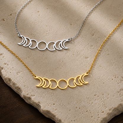 Moon Phase Necklace – Sterling Silver Lunar Cycle Necklace