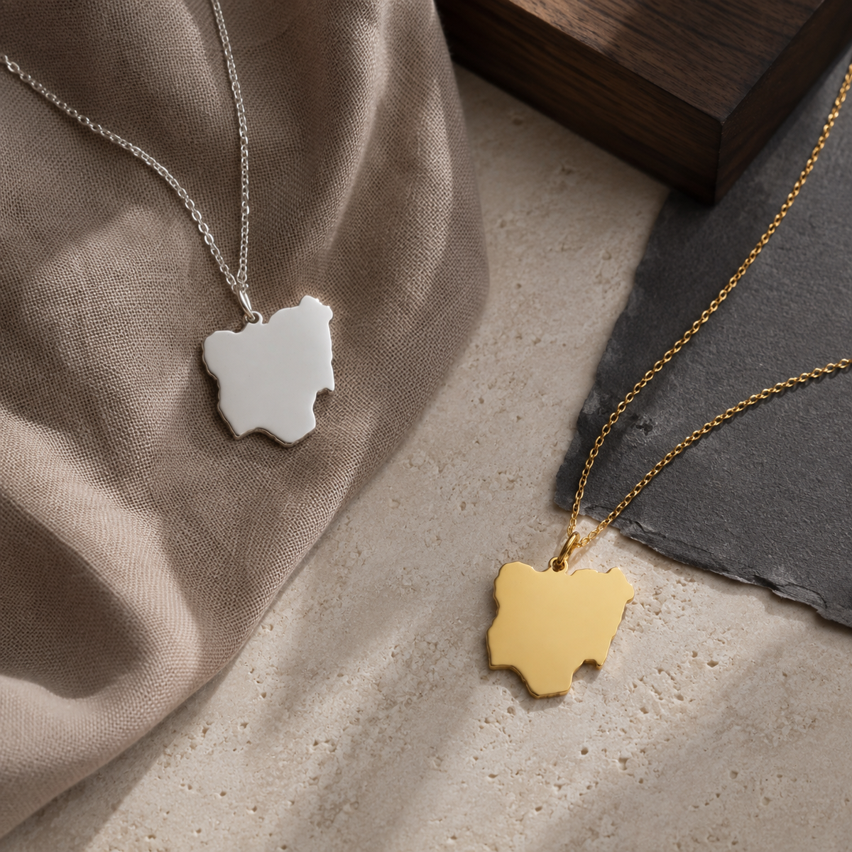 Nigeria Map Necklace – Sterling Silver Nigeria Pendant by Apsley & Heron