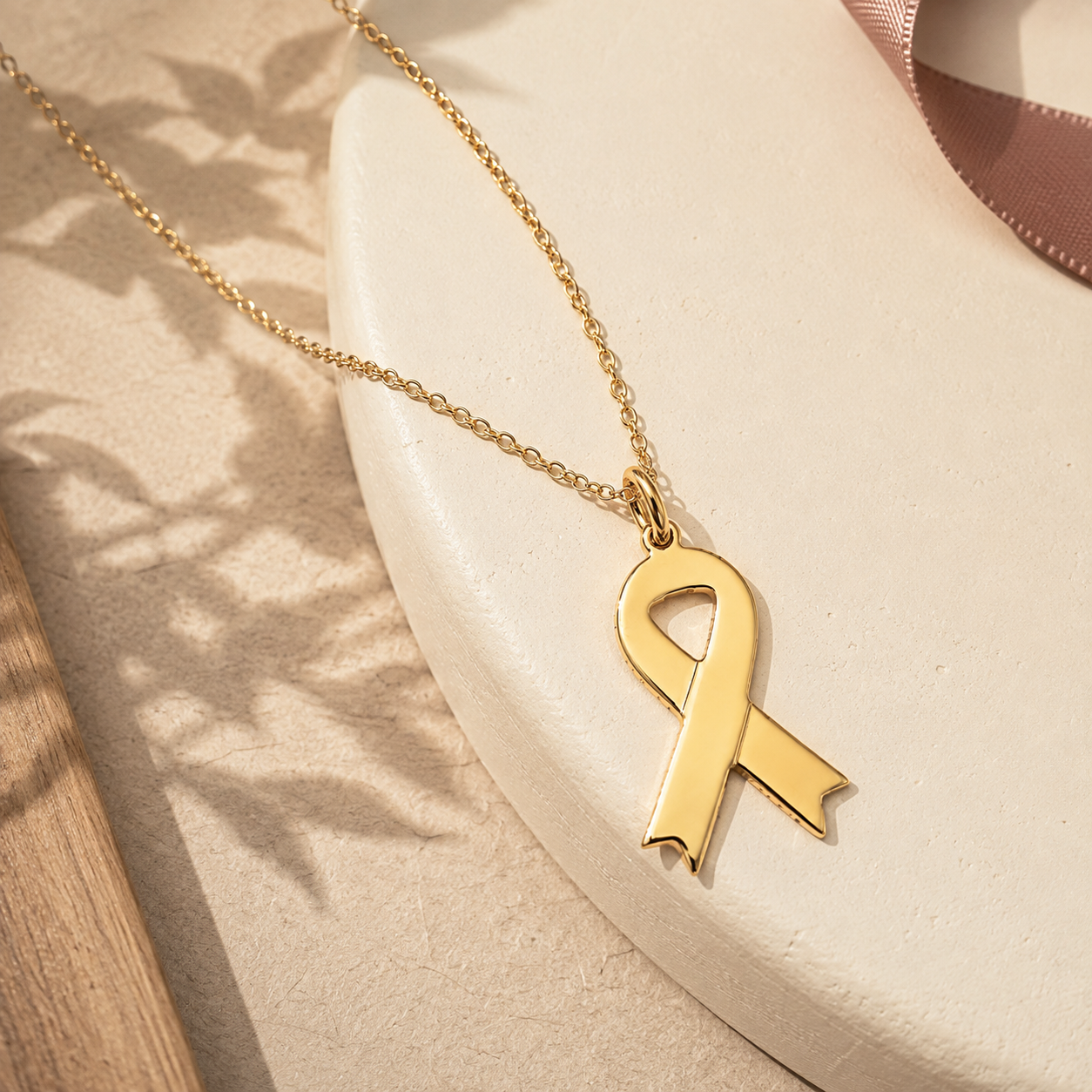 Awareness Ribbon Necklace – Sterling Silver Support Pendant