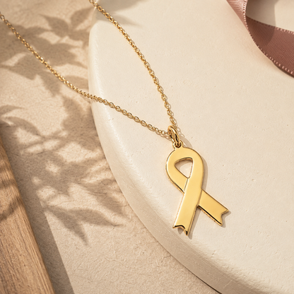 Awareness Ribbon Necklace – Sterling Silver Support Pendant