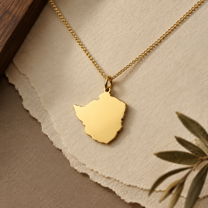 Zimbabwe Map Necklace – Sterling Silver Zimbabwean Heritage Pendant by Apsley & Heron