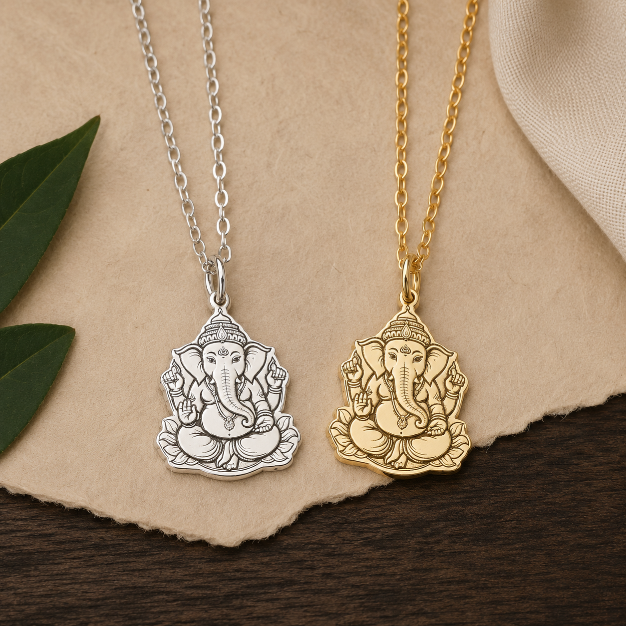 Ganesh Necklace – 925 Sterling Silver Ganesha Symbol Pendant by Apsley and Heron