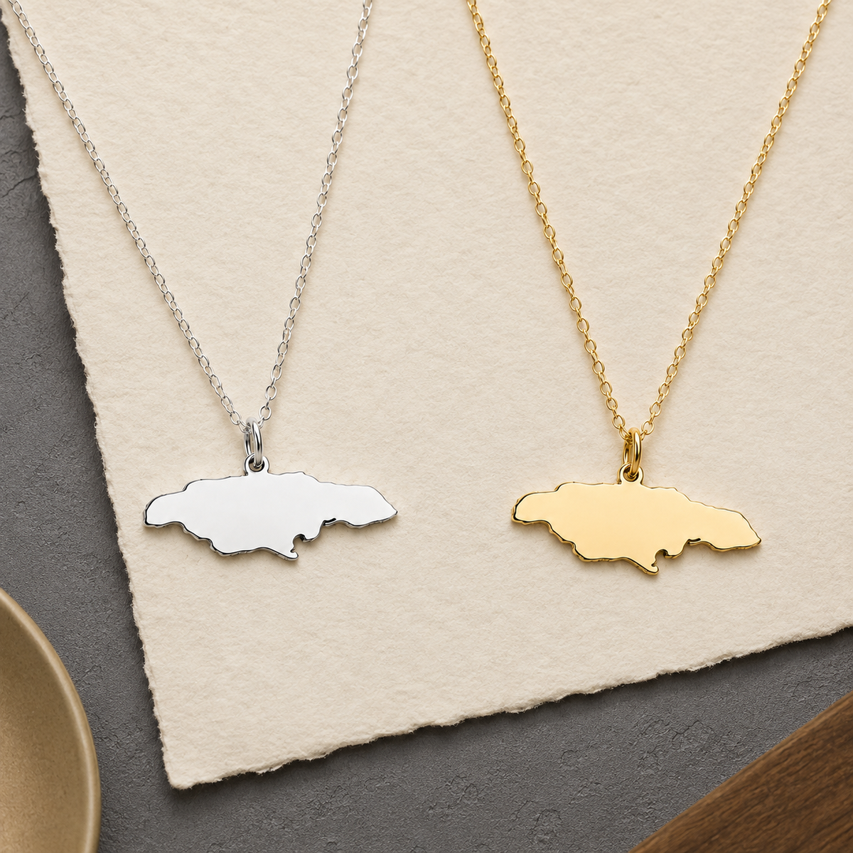 Jamaica Map Necklace – Sterling Silver Jamaican Pendant by Apsley & Heron
