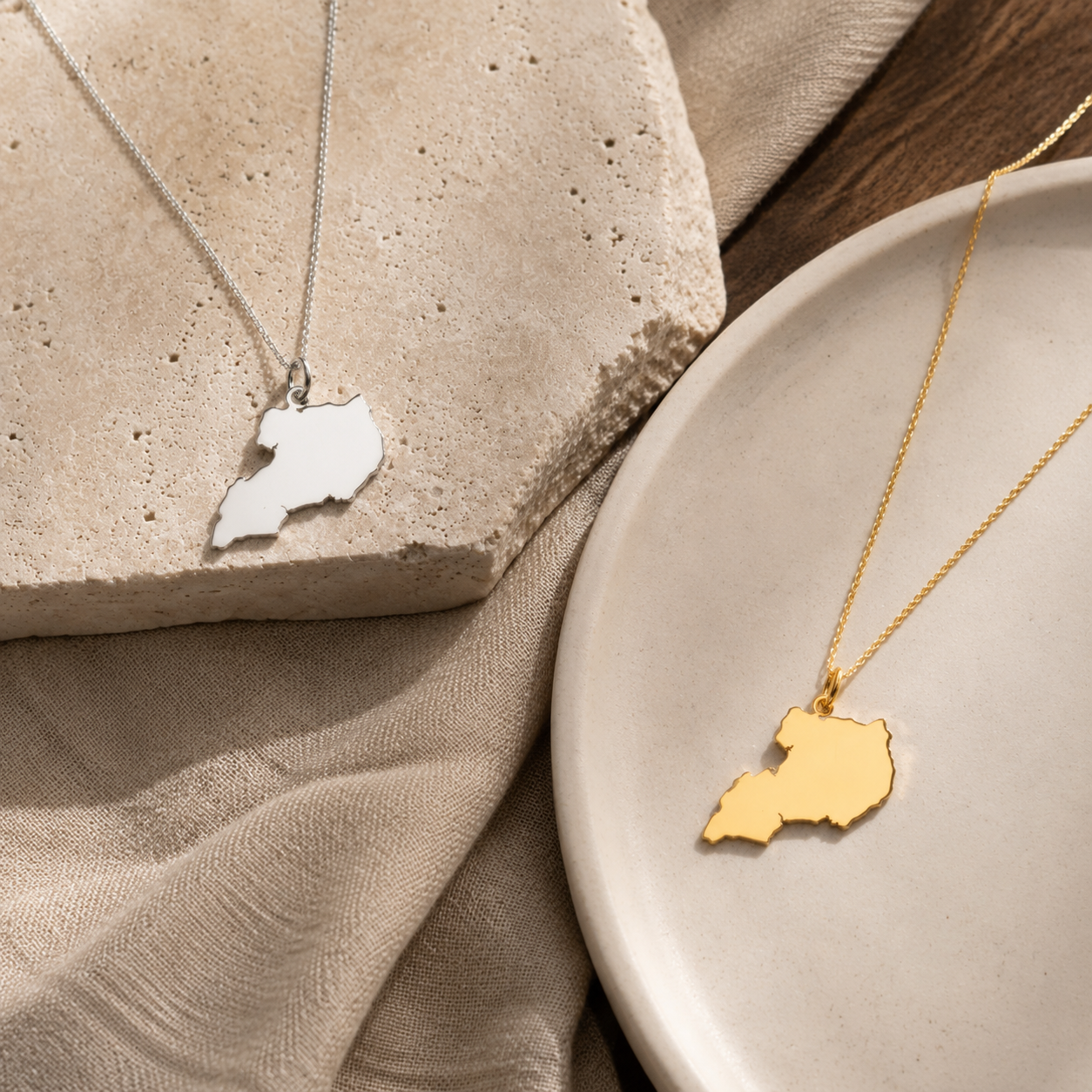 Uganda Map Necklace – Sterling Silver Ugandan Heritage Pendant by Apsley & Heron