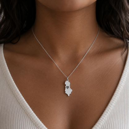 Albania Map Necklace – Sterling Silver Albanian Pendant by Apsley and Heron