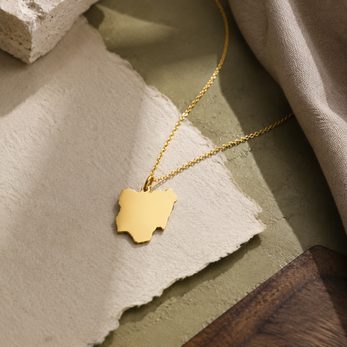 Nigeria Map Necklace – Sterling Silver Nigeria Pendant by Apsley & Heron