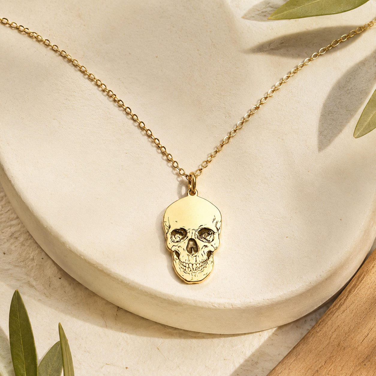 Engraved Skull Necklace – Sterling Silver Skull Pendant
