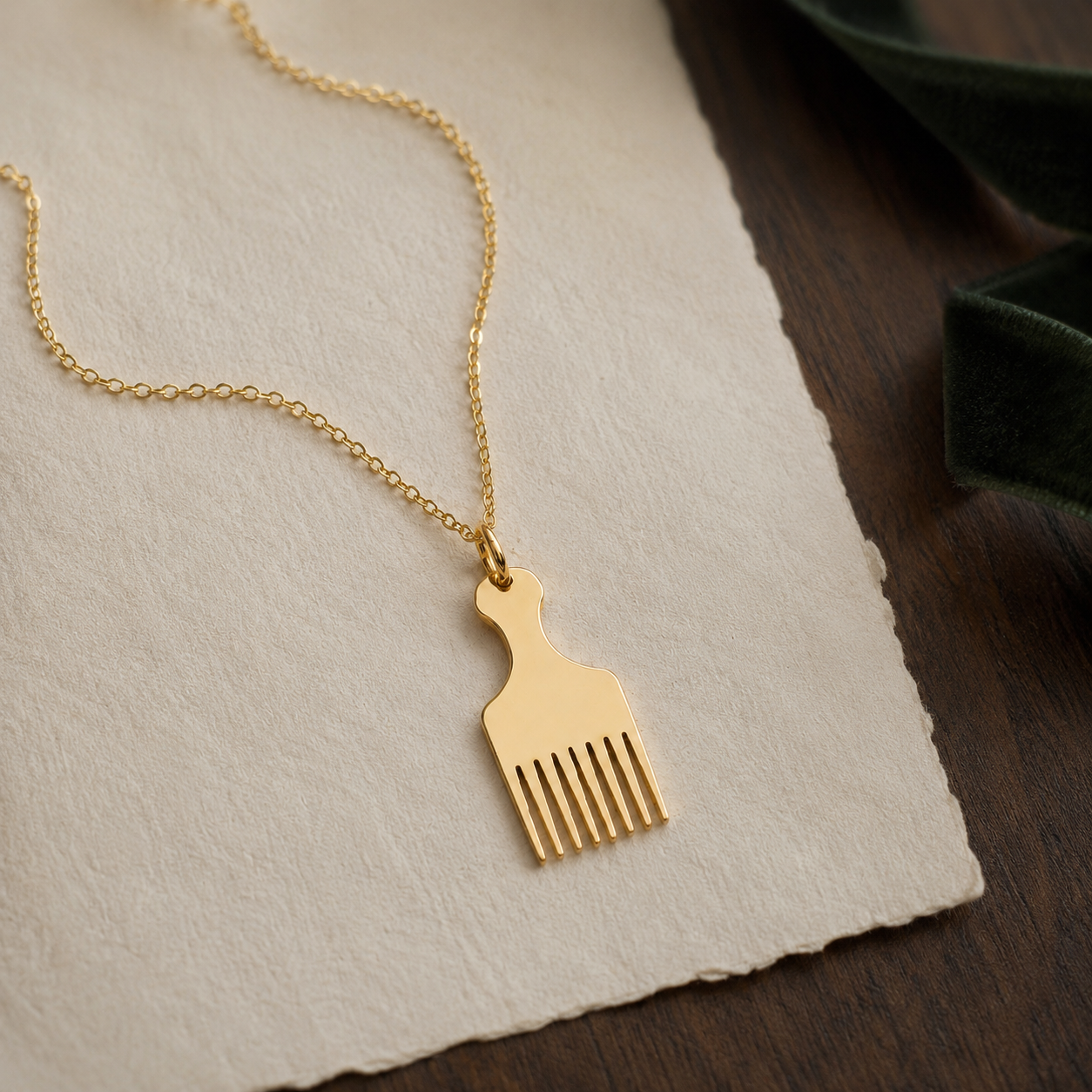 Afro Pick Map Necklace – Sterling Silver Comb Pendant by Apsley and Heron