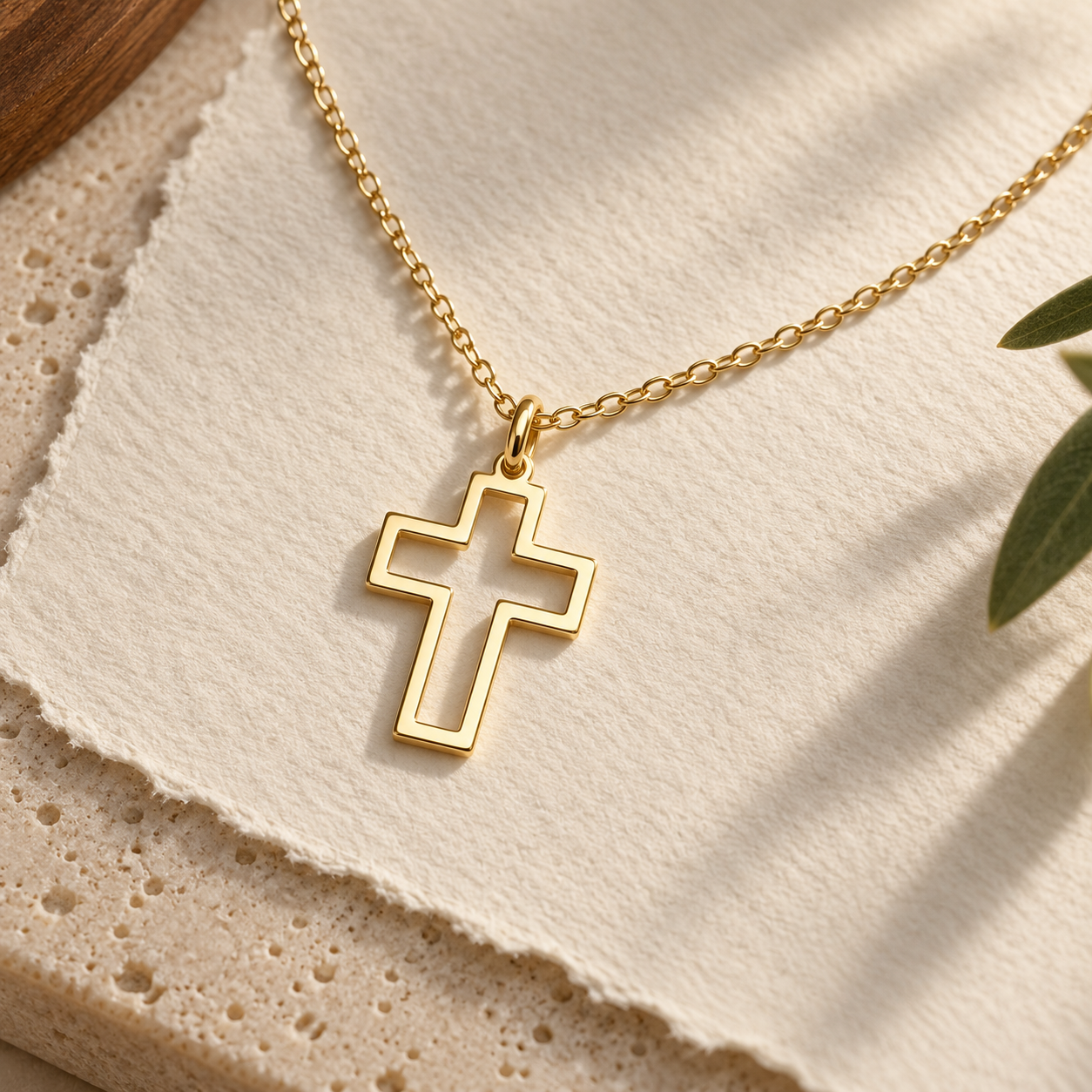 Open Cross Necklace – Minimalist Christian Pendant
