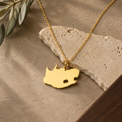 South Africa Map Necklace – Sterling Silver South African Pendant by Apsley & Heron