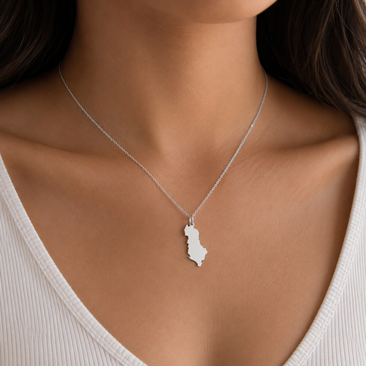 Albania Map Necklace – Sterling Silver Albanian Pendant by Apsley and Heron