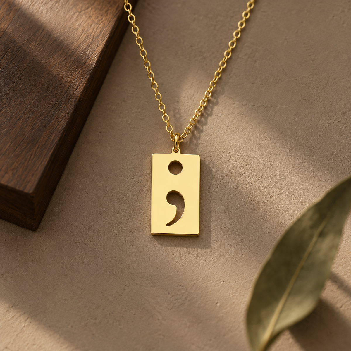 Semi Colon Necklace – Sterling Silver Symbol Pendant by Apsley and Heron