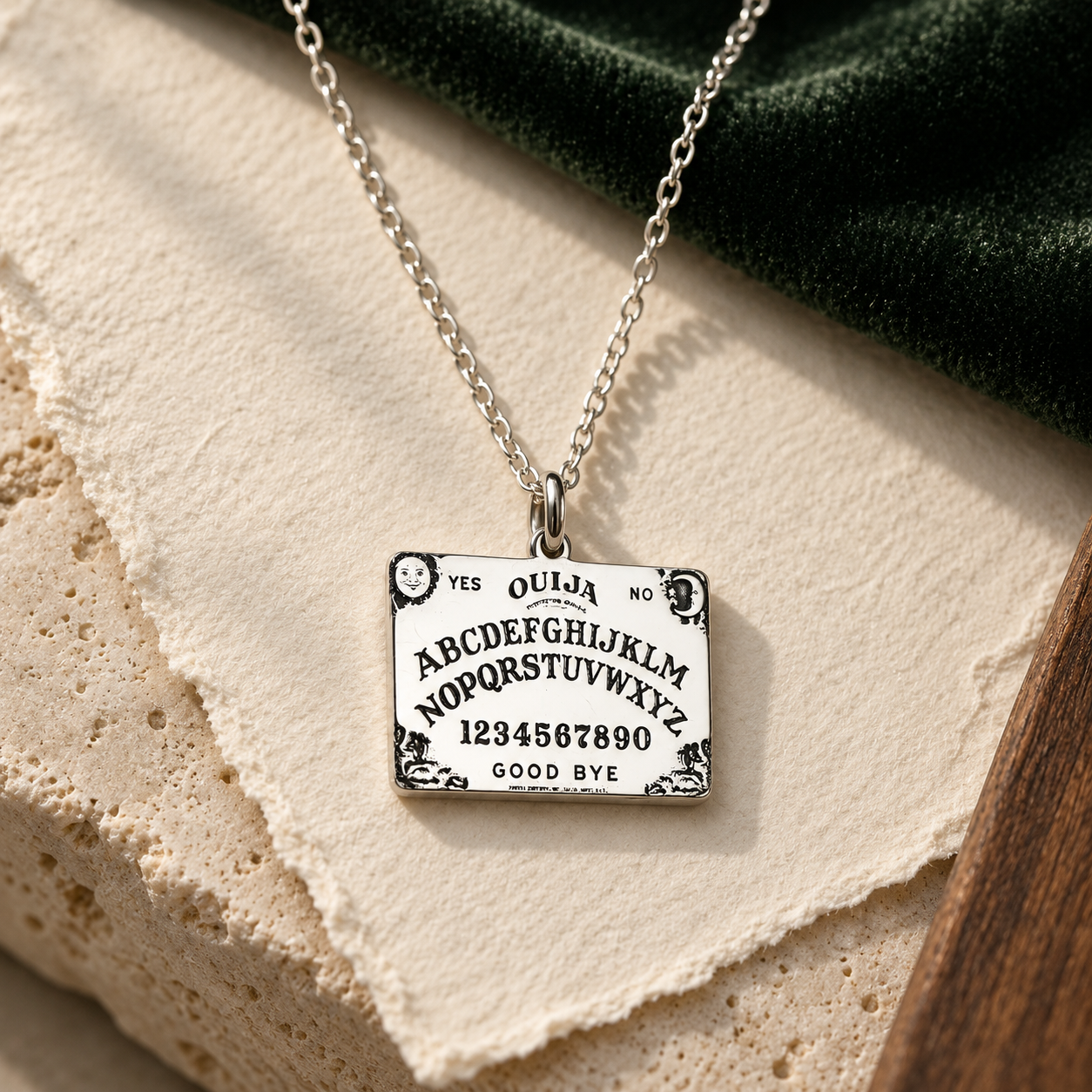 Spirit Board Necklace – Engraved Ouija-Style Pendant