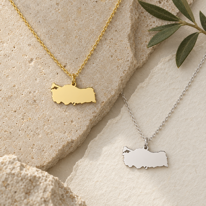 Turkey Map Necklace – Sterling Silver Turkey Pendant by Apsley & Heron