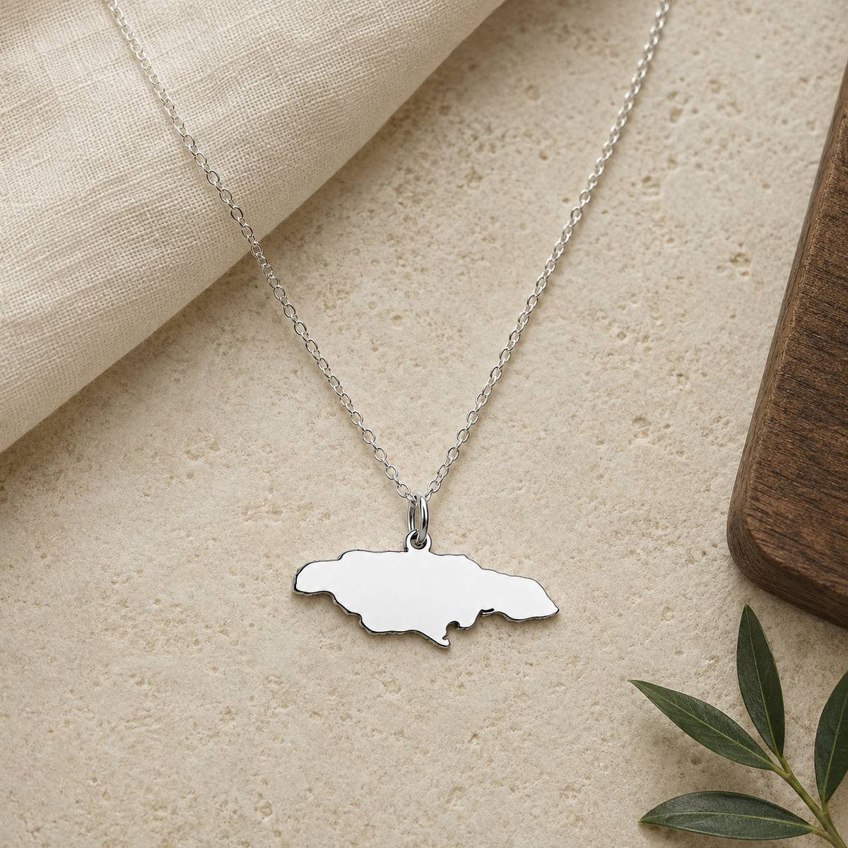 Jamaica Map Necklace – Sterling Silver Jamaican Pendant by Apsley & Heron
