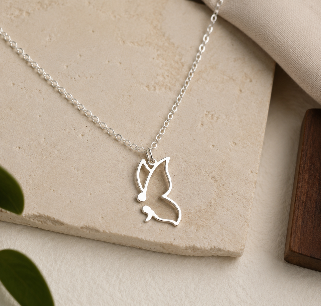 Semi Colon Butterfly Necklace – Sterling Silver Symbol Pendant by Apsley and Heron