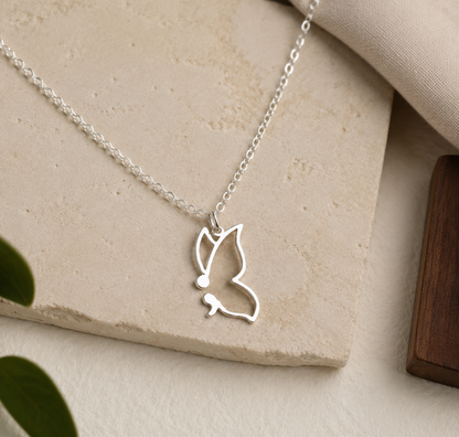 Semi Colon Butterfly Necklace – Sterling Silver Symbol Pendant by Apsley and Heron