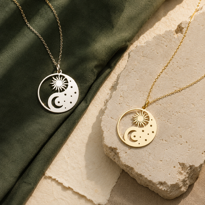 Celestial Yin Yang Necklace – Balance and Harmony Pendant