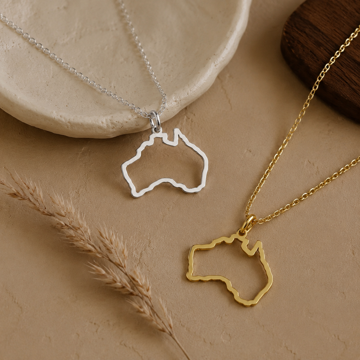 Australia Map Necklace – Sterling Silver Pendant by Apsley and Heron