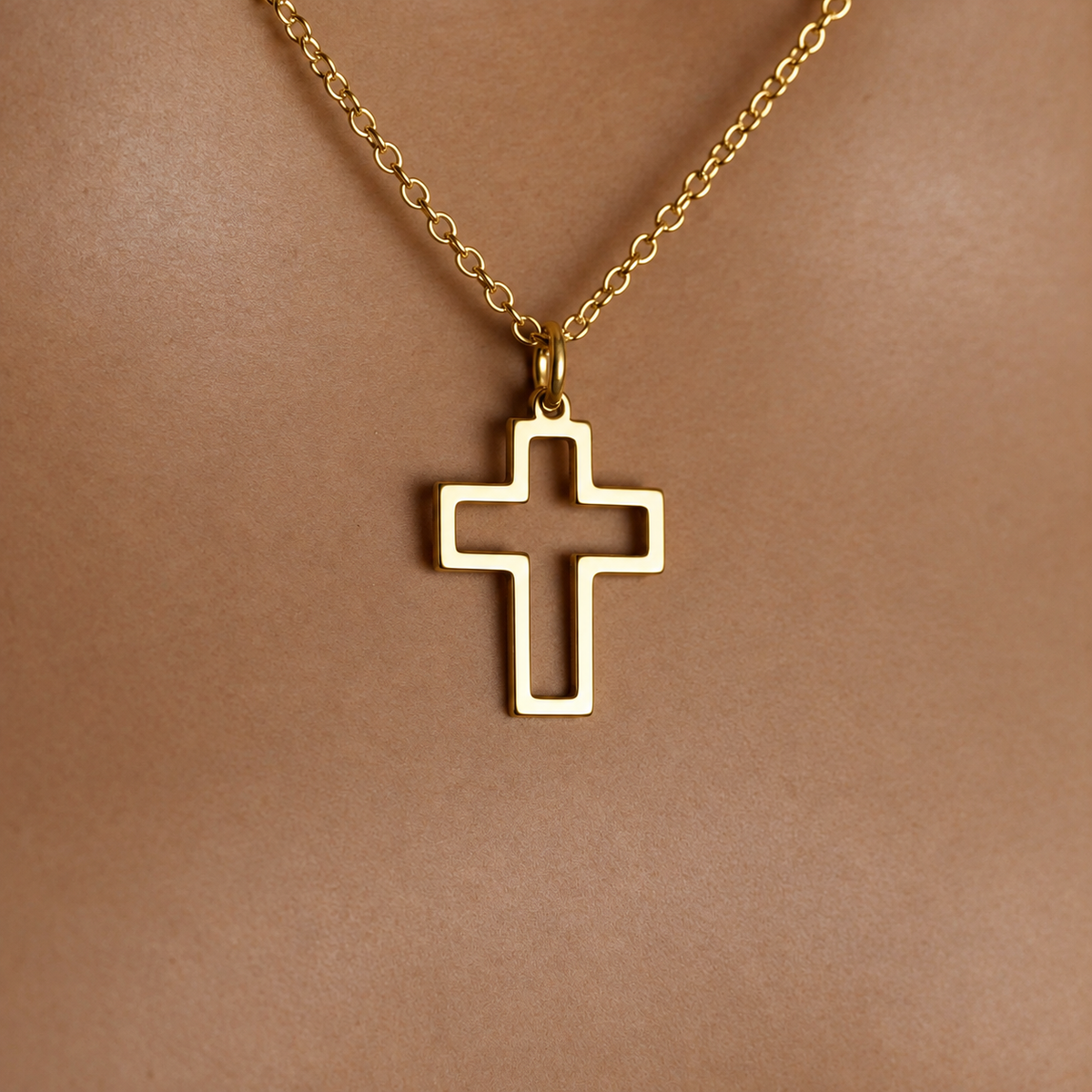 Open Cross Necklace – Minimalist Christian Pendant