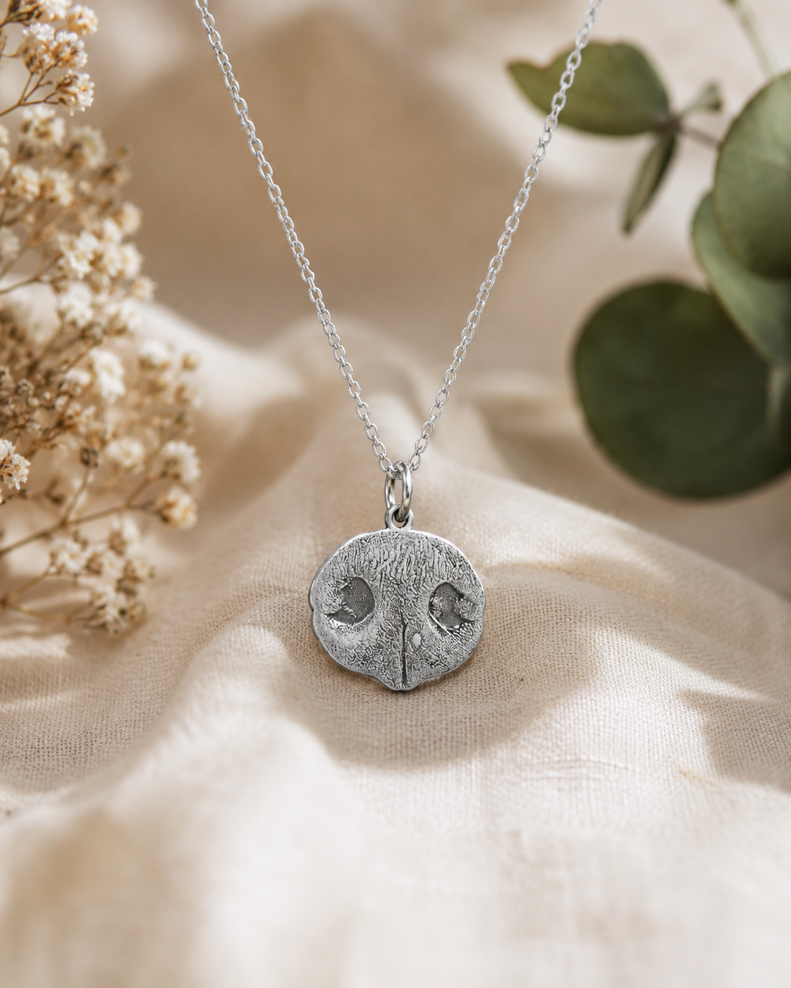 Sterling Silver Custom Dog Nose Necklace – Personalised Gold & Silver Design Pendant by Apsley and Heron