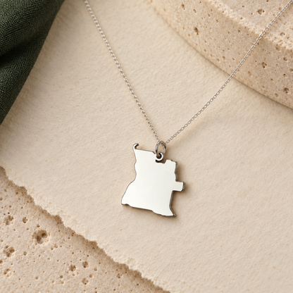Angola Map Necklace – Sterling Silver Angolan Heritage Pendant by Apsley & Heron