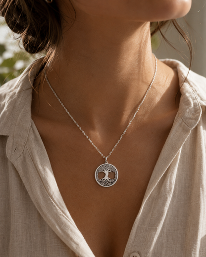 Celtic Tree of Life Necklace – Sterling Silver Knotwork Pendant