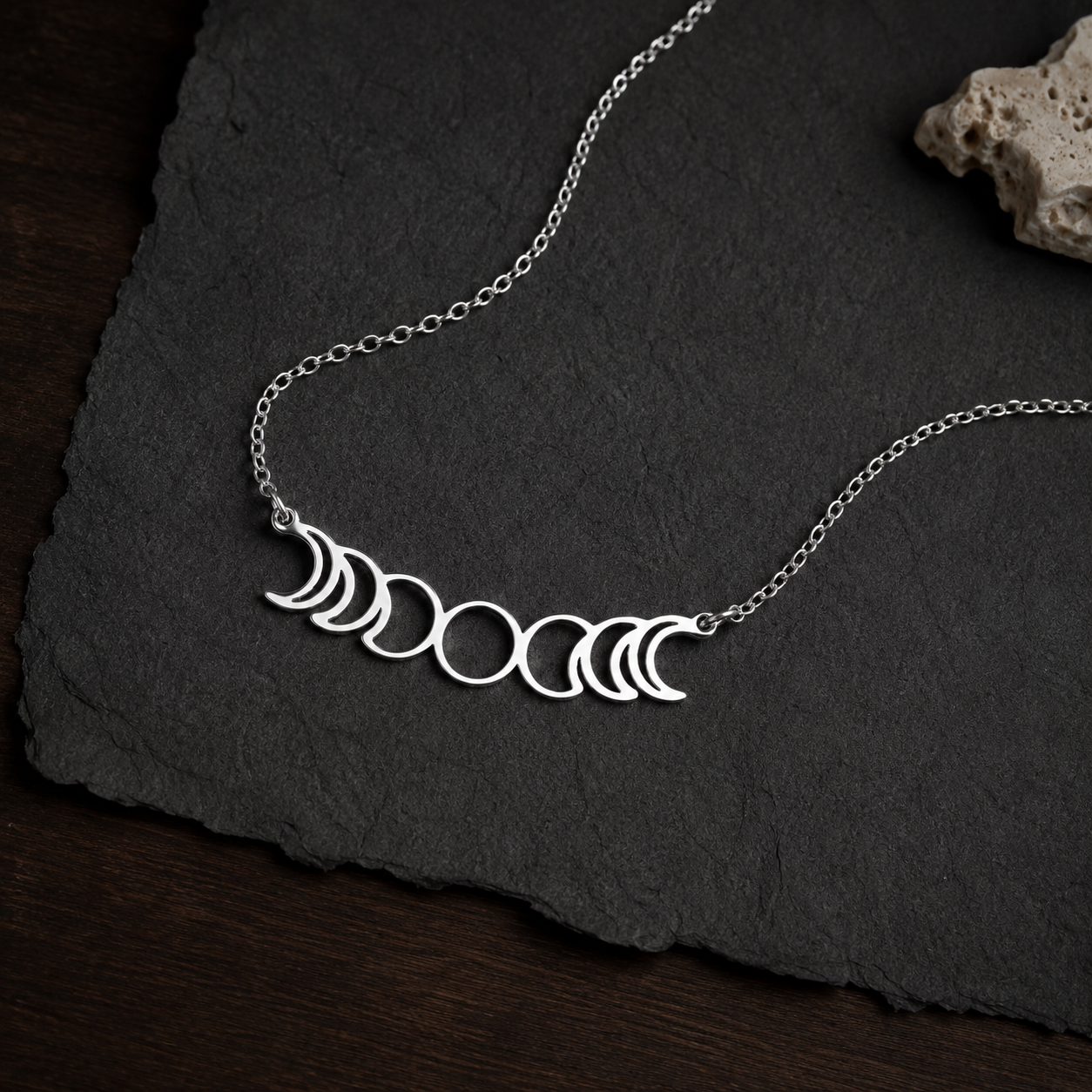 Moon Phase Necklace – Sterling Silver Lunar Cycle Necklace