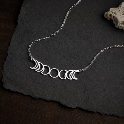 Moon Phase Necklace – Sterling Silver Lunar Cycle Necklace