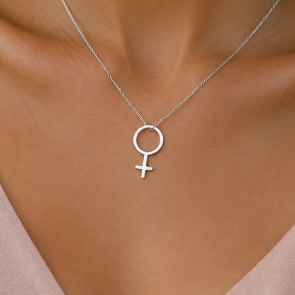 Venus Symbol Necklace – Sterling Silver Female Symbol Pendant