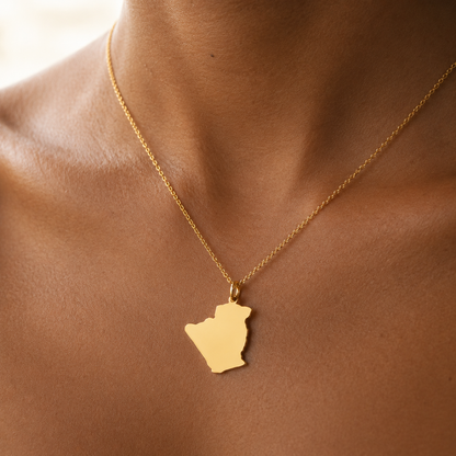 Algeria Map Necklace – Sterling Silver Algerian Heritage Pendant by Apsley & Heron