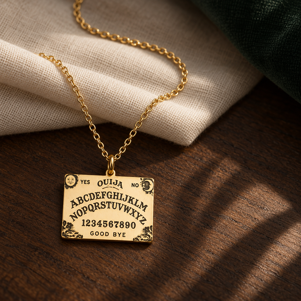 Spirit Board Necklace – Engraved Ouija-Style Pendant