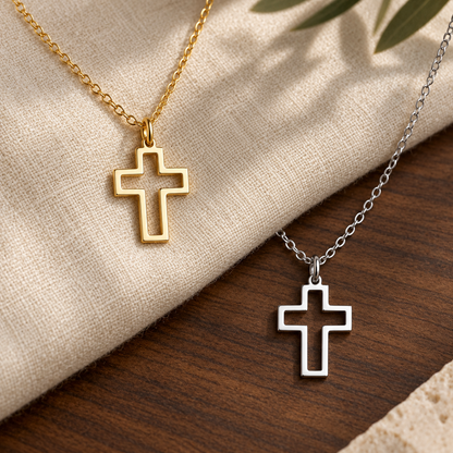 Open Cross Necklace – Minimalist Christian Pendant