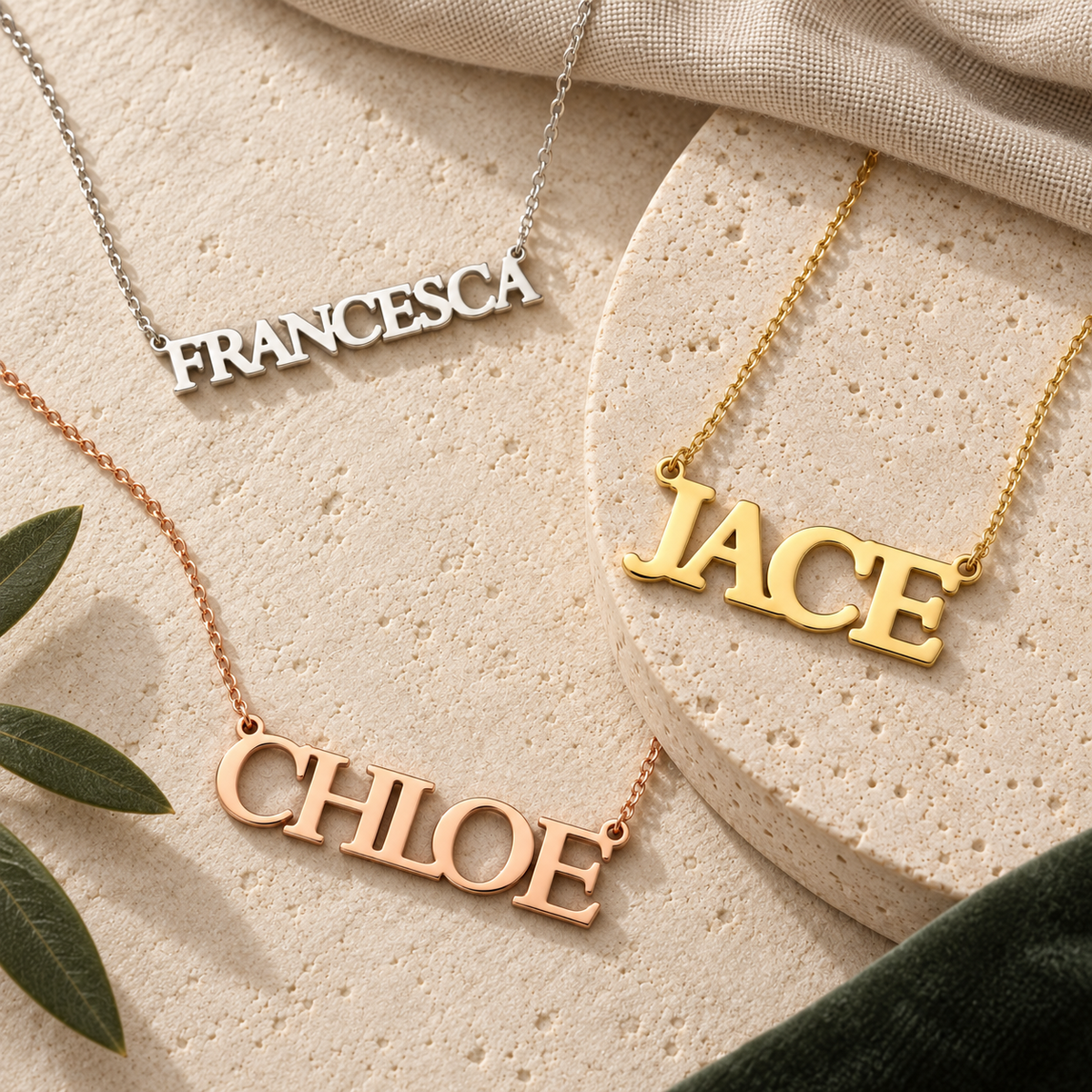 Personalised Block Letter Name Necklace – Sterling Silver Custom Jewellery by Apsley and Heron