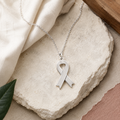 Awareness Ribbon Necklace – Sterling Silver Support Pendant