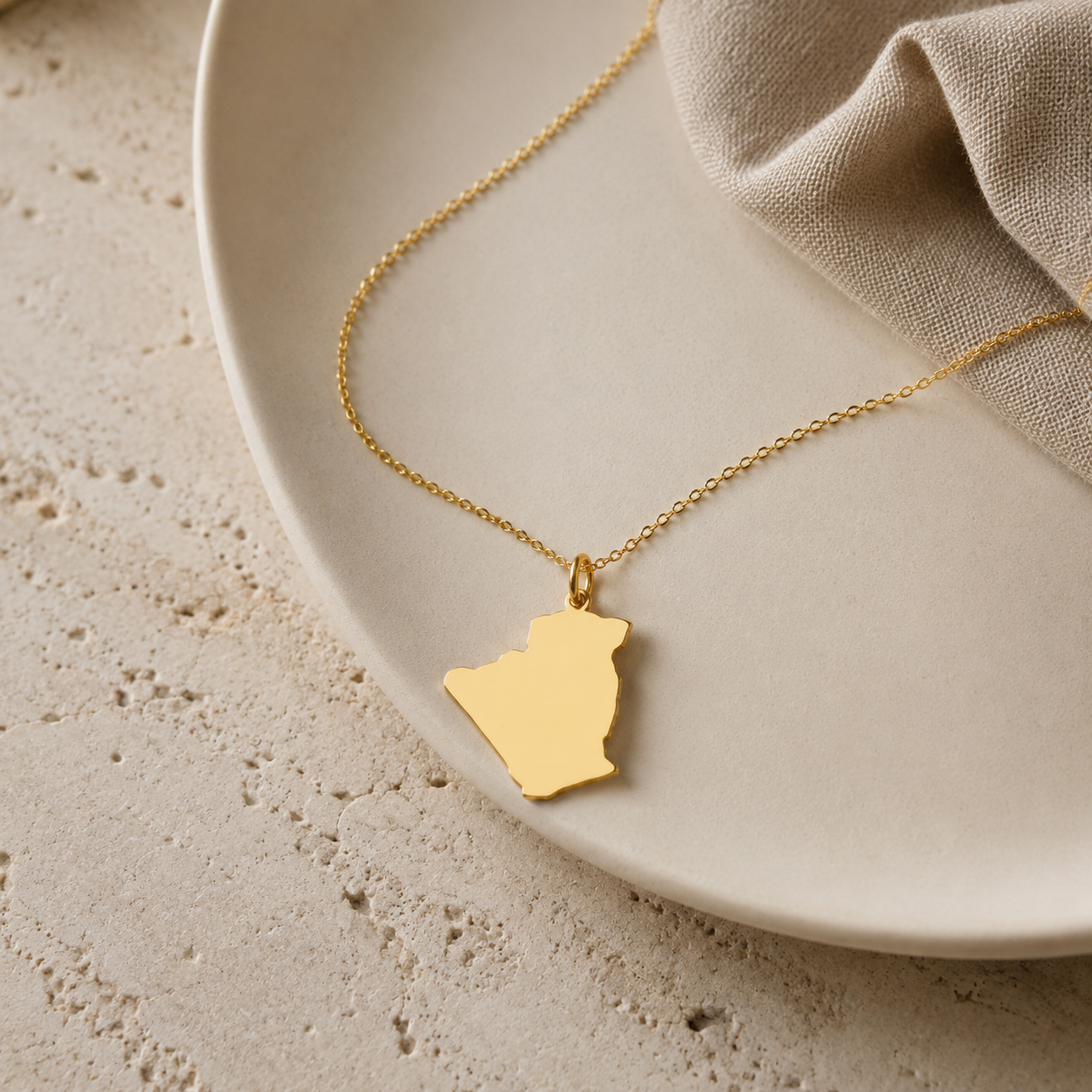 Algeria Map Necklace – Sterling Silver Algerian Heritage Pendant by Apsley & Heron