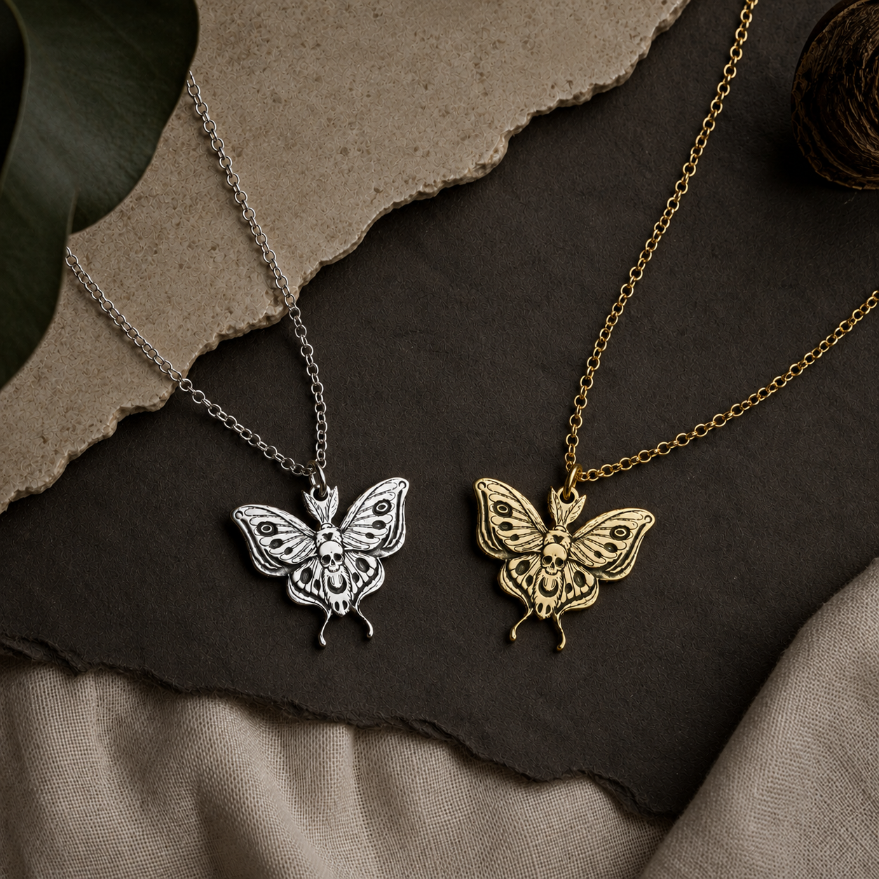 Skull Moth Necklace – Sterling Silver Death Moth Pendant by Apsley and Heron