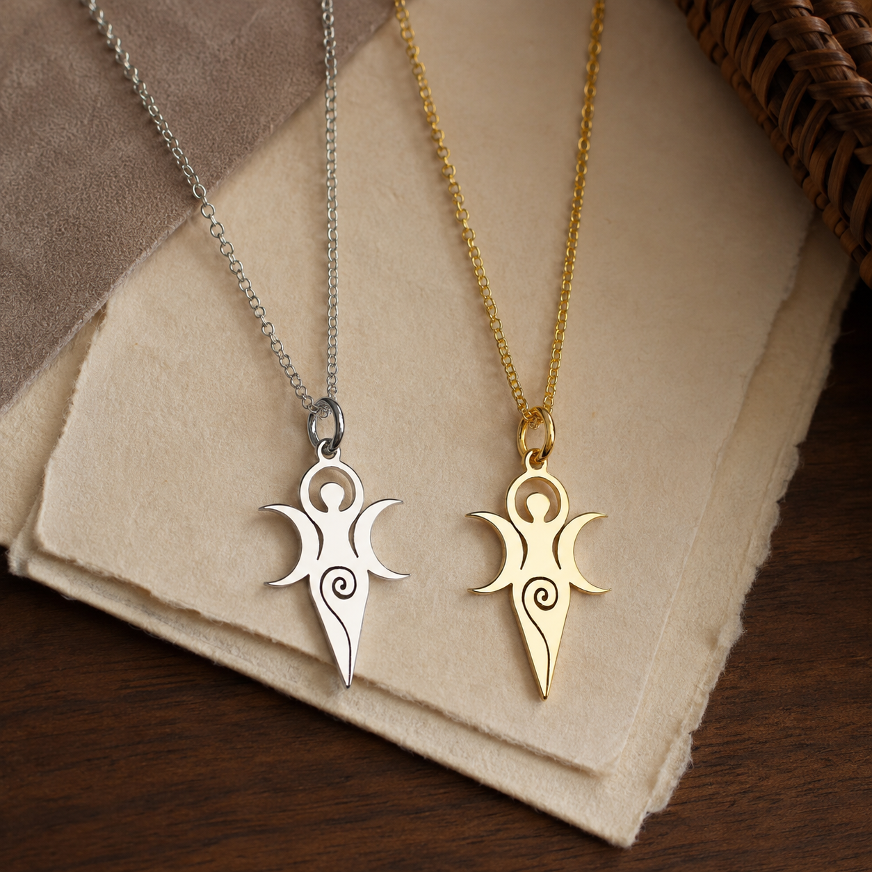 Gaia Necklace – Sterling Silver Goddess Pendant by Apsley and Heron