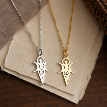 Gaia Necklace – Sterling Silver Goddess Pendant by Apsley and Heron