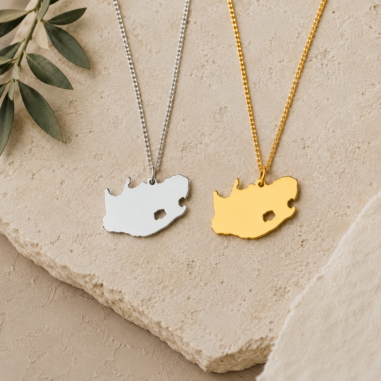 South Africa Map Necklace – Sterling Silver South African Pendant by Apsley & Heron