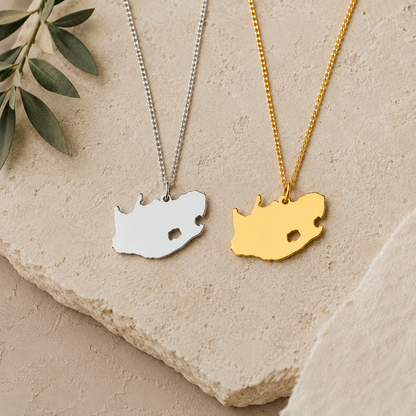 South Africa Map Necklace – Sterling Silver South African Pendant by Apsley & Heron